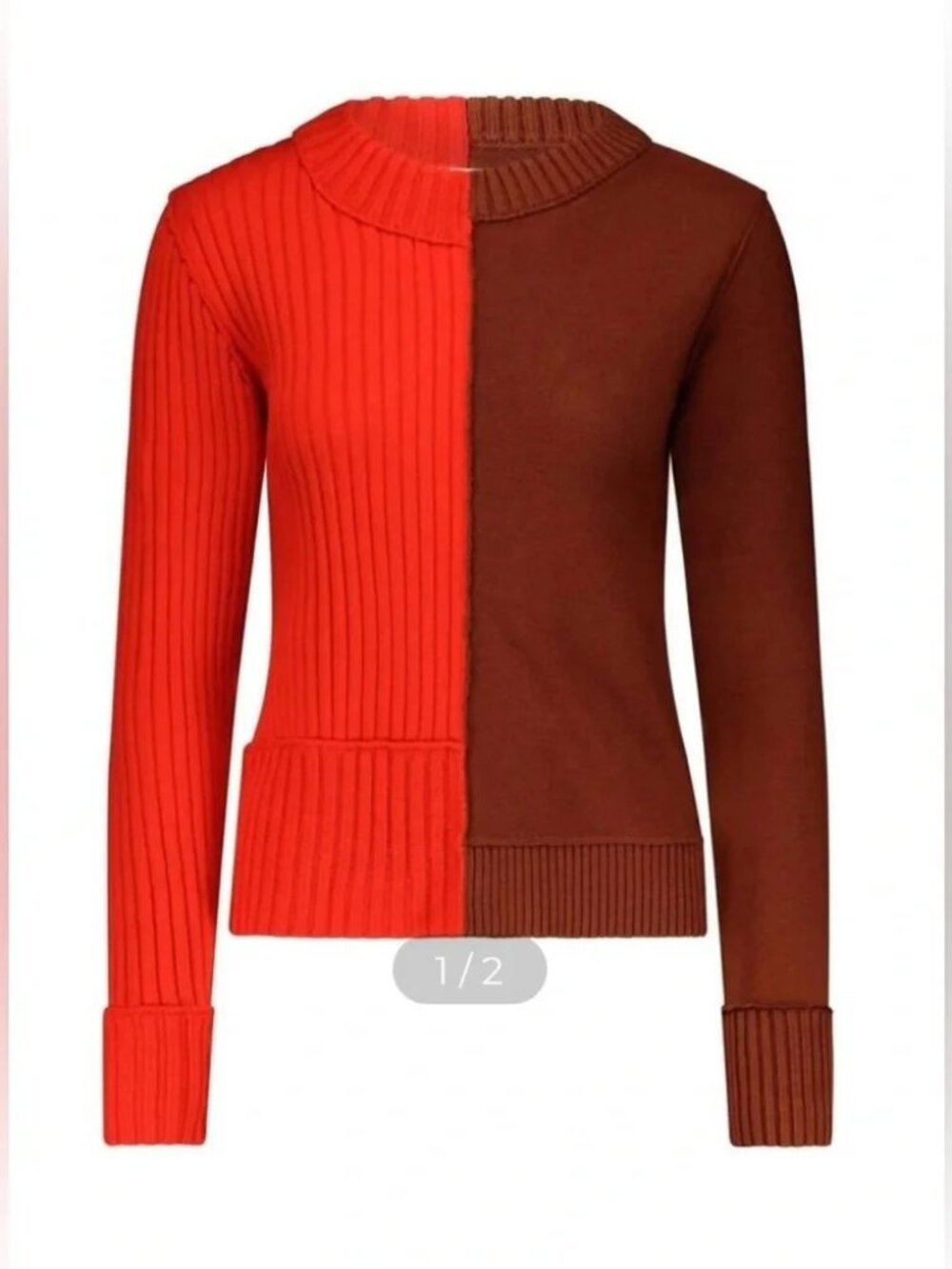 Marina Moscone Women's Crew Neck Sweater Colorblock Designer NWT XL